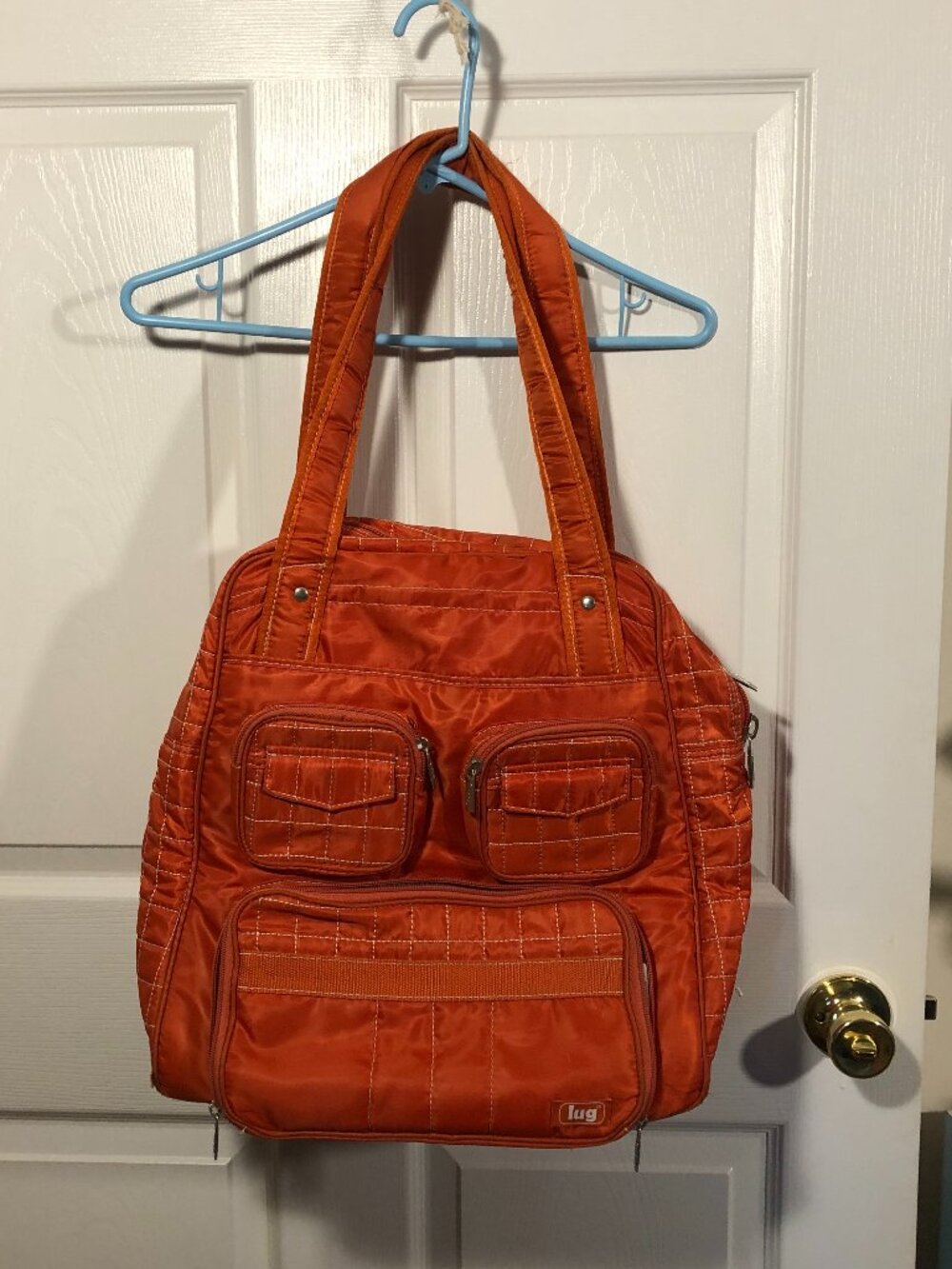 LUG  puddle Jumper orange quilted overnight travel bag,